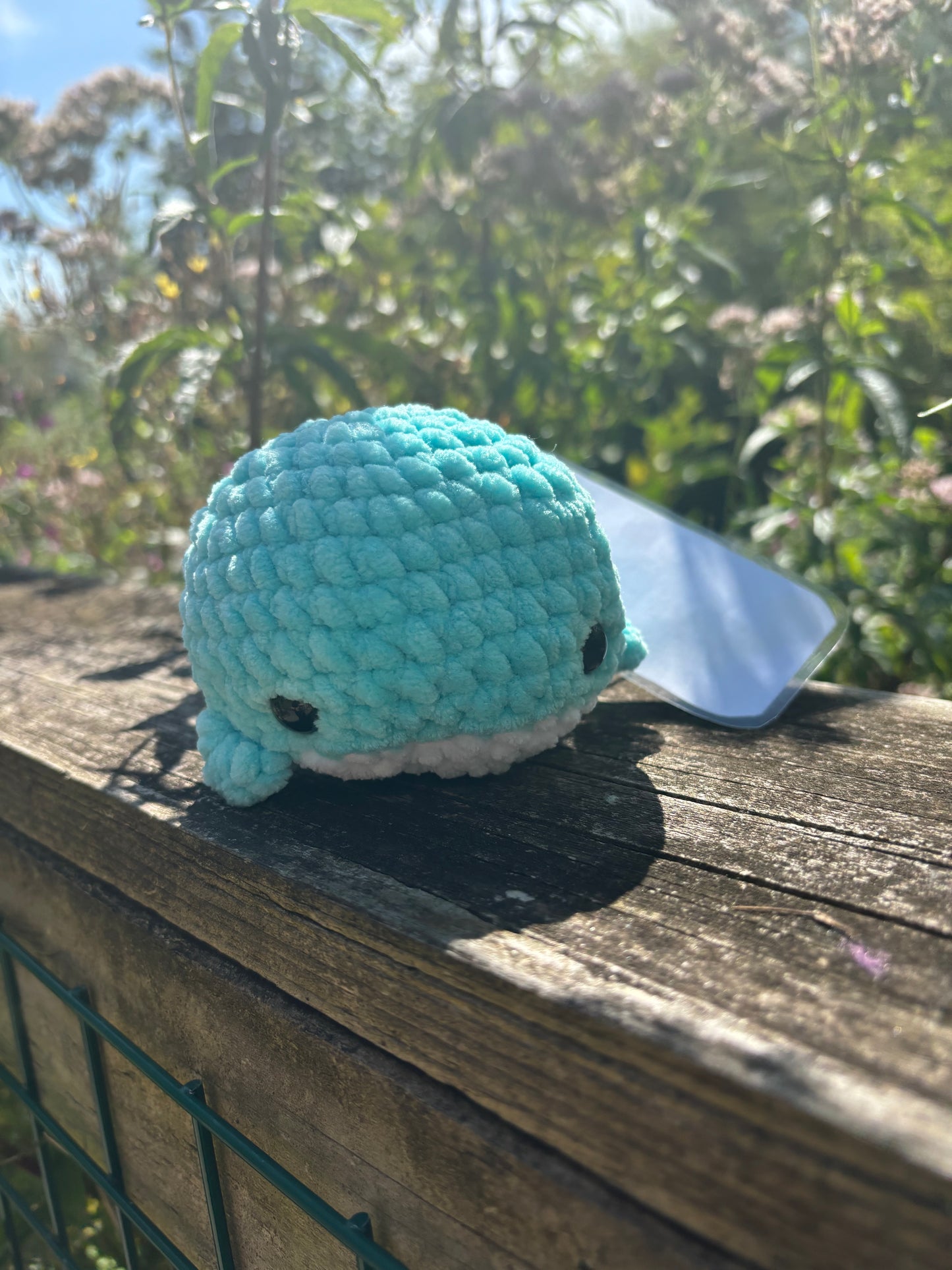 Turquoise crochet whale