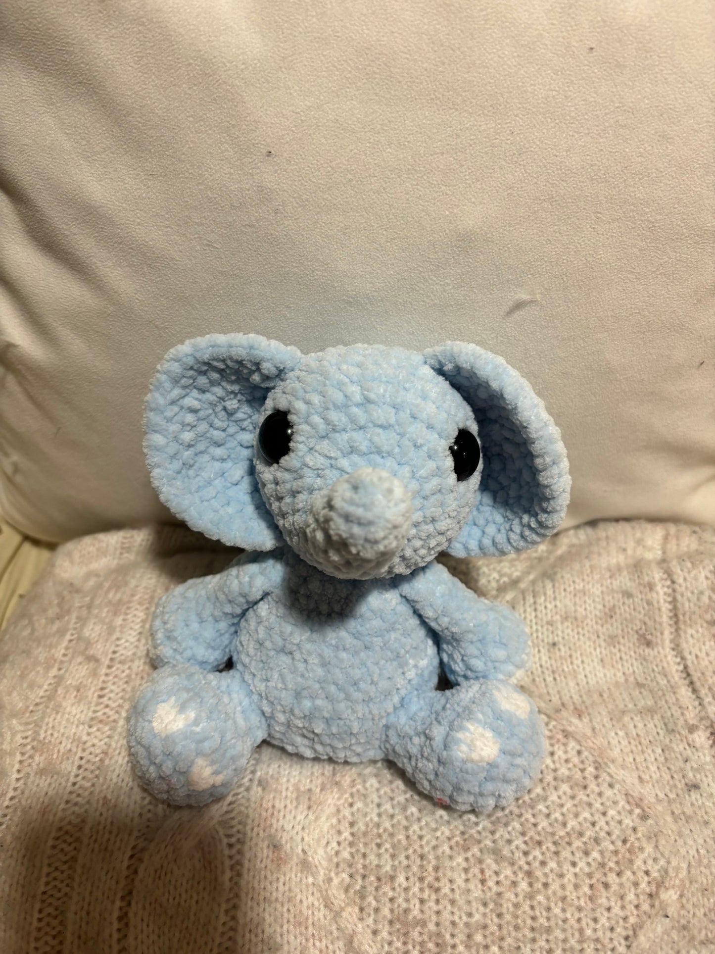 Blue crochet elephant