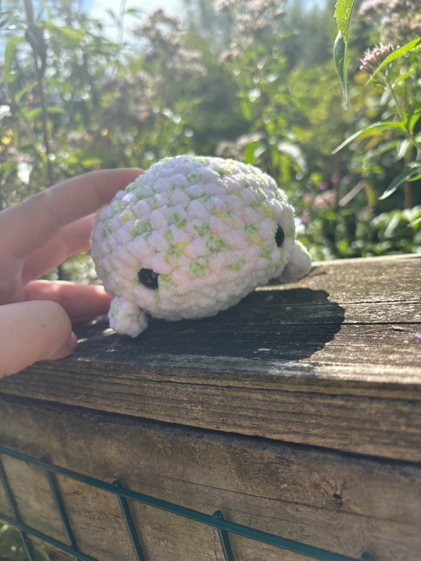 Candy rose crochet whale