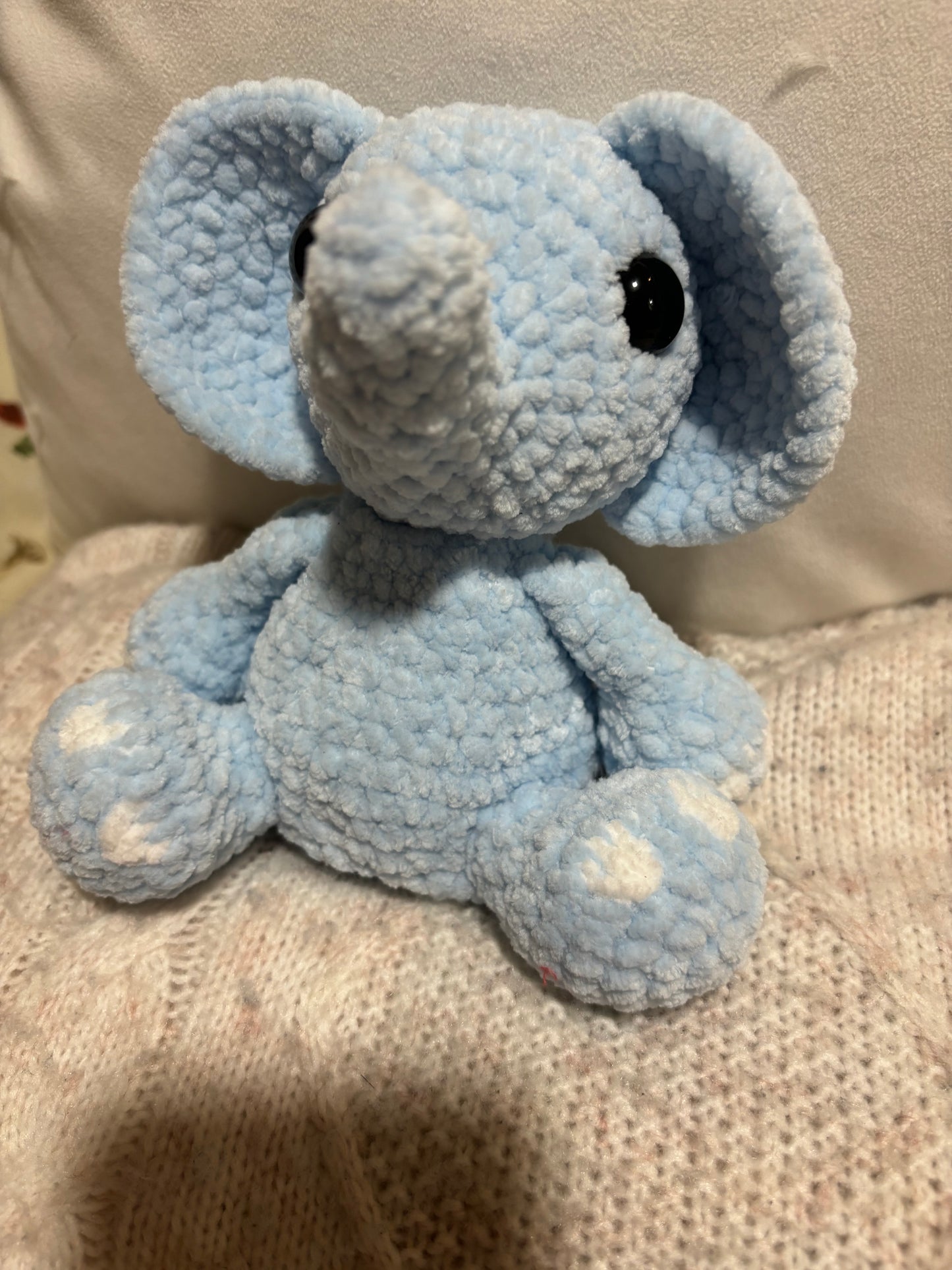 Blue crochet elephant