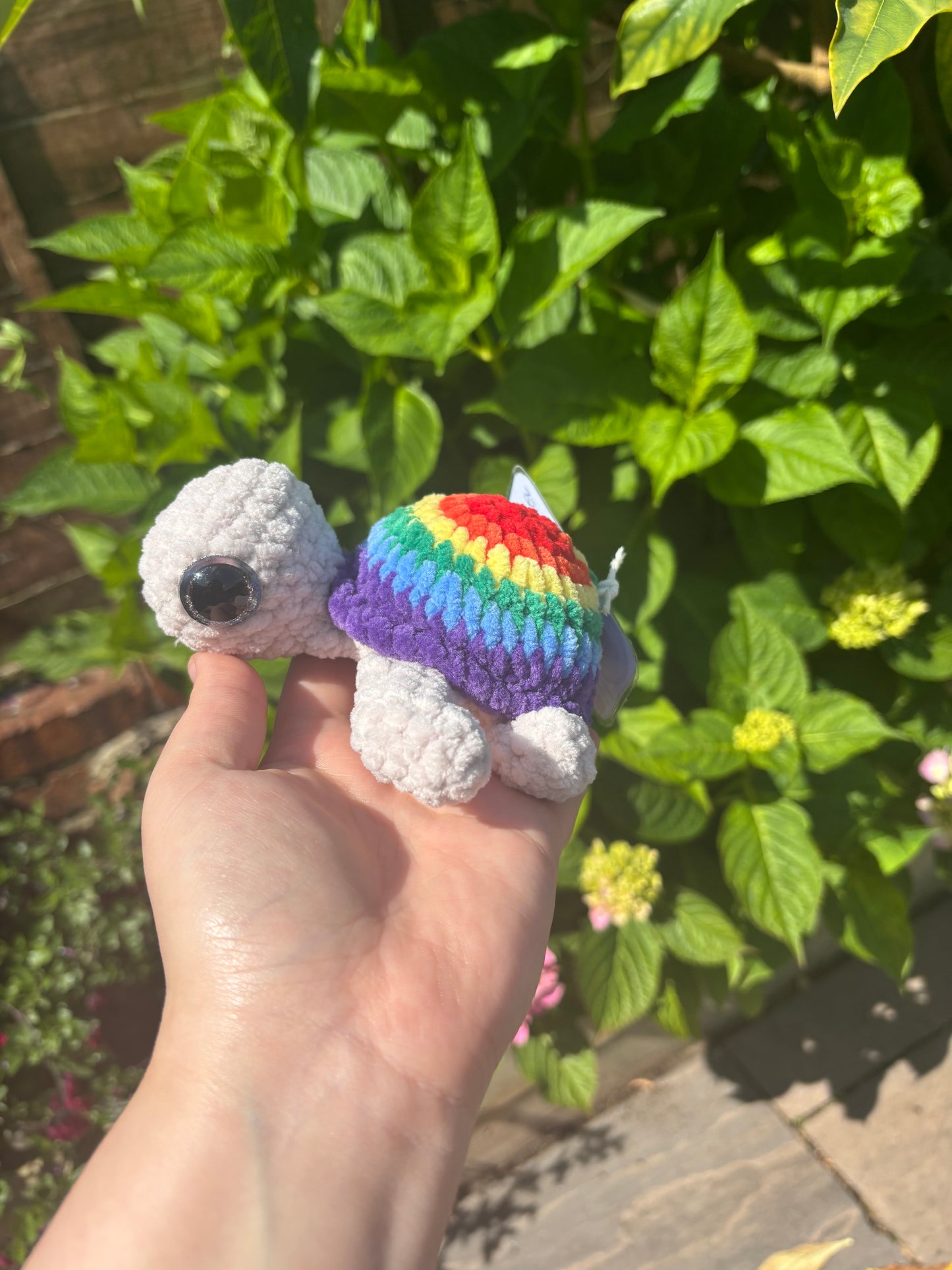 Rainbow crochet turtle