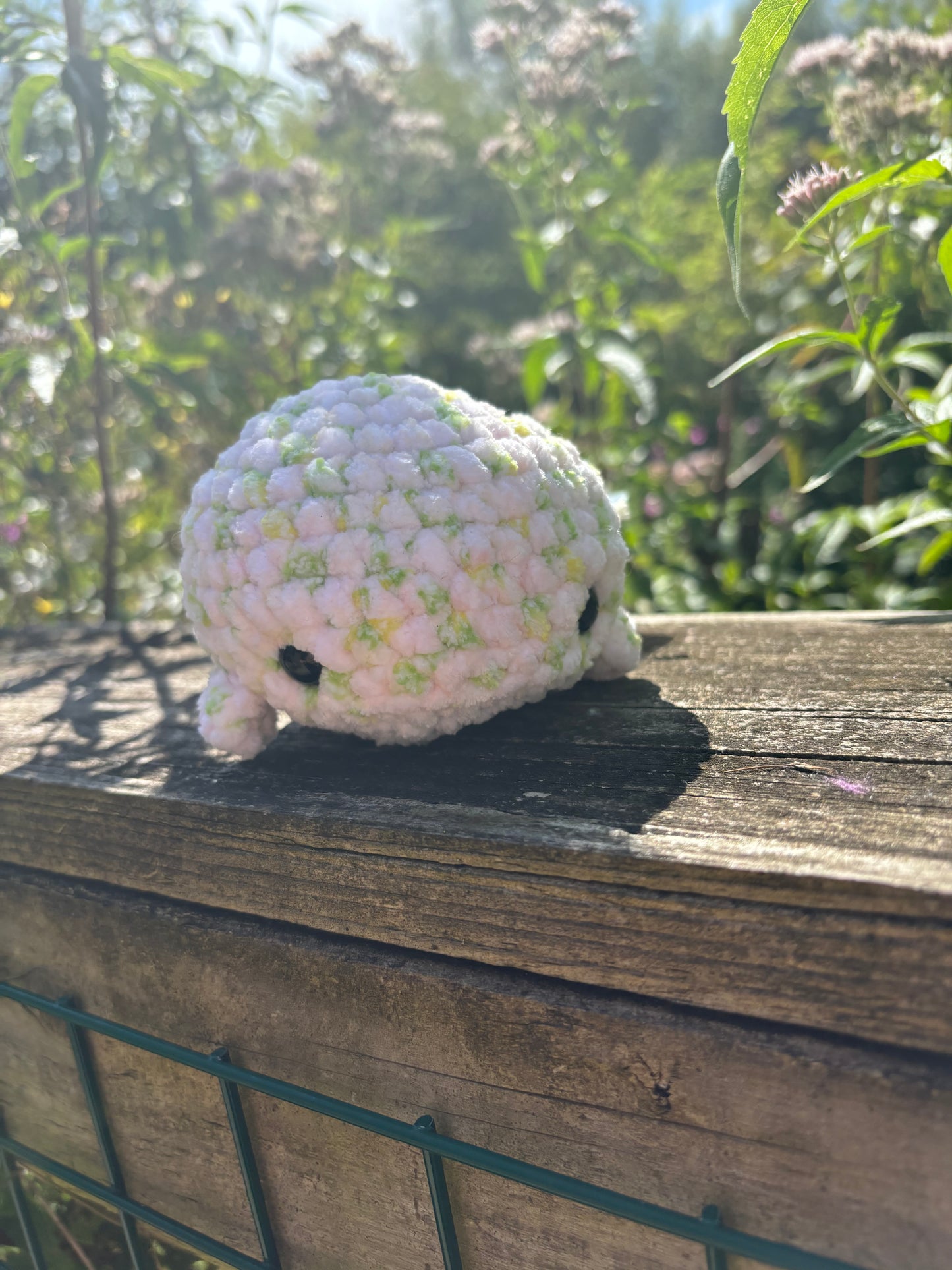 Candy rose crochet whale