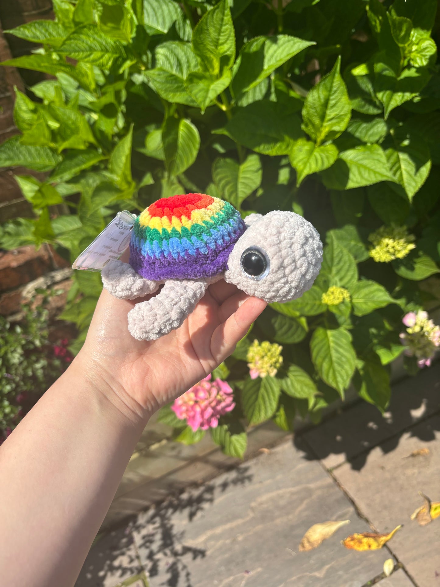 Rainbow crochet turtle