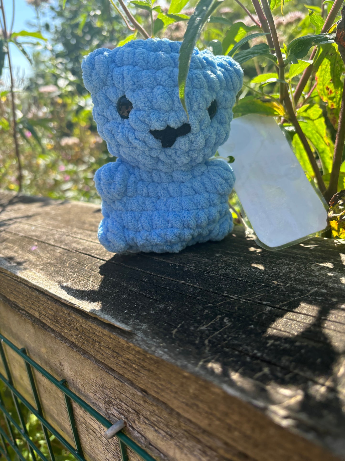 Blue crochet bear