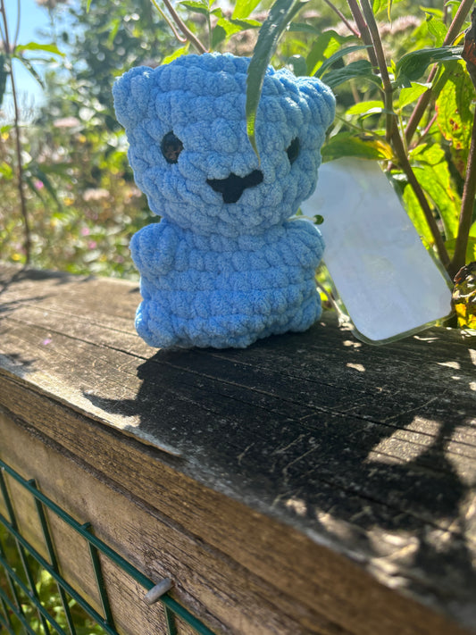 Blue crochet bear