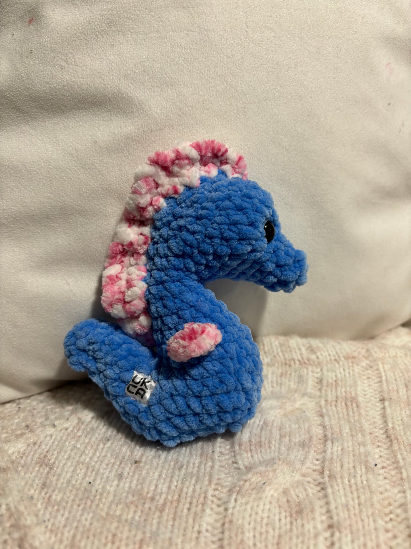 Ocean blue and raspberry seahorse