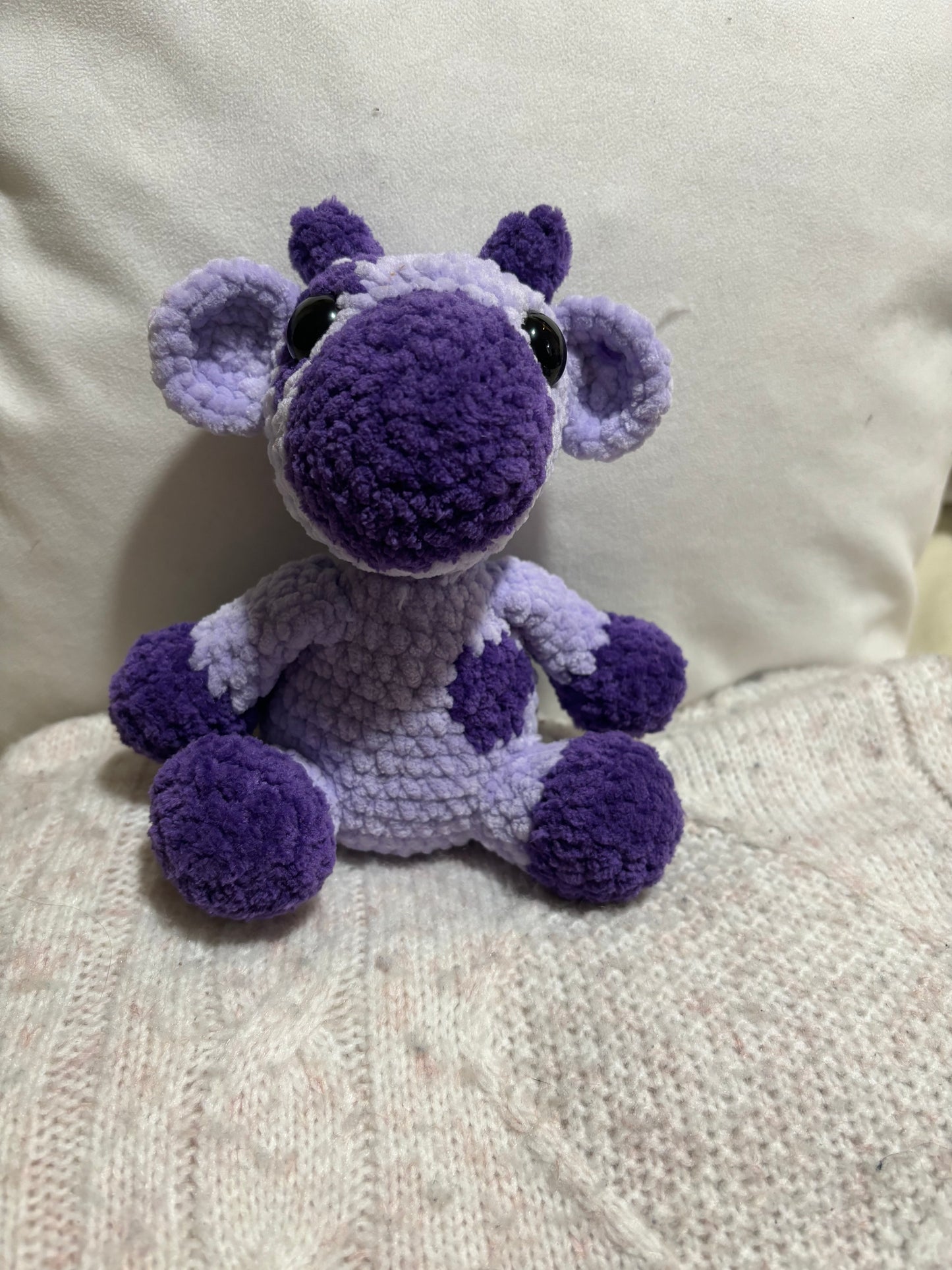 Purple crochet cow