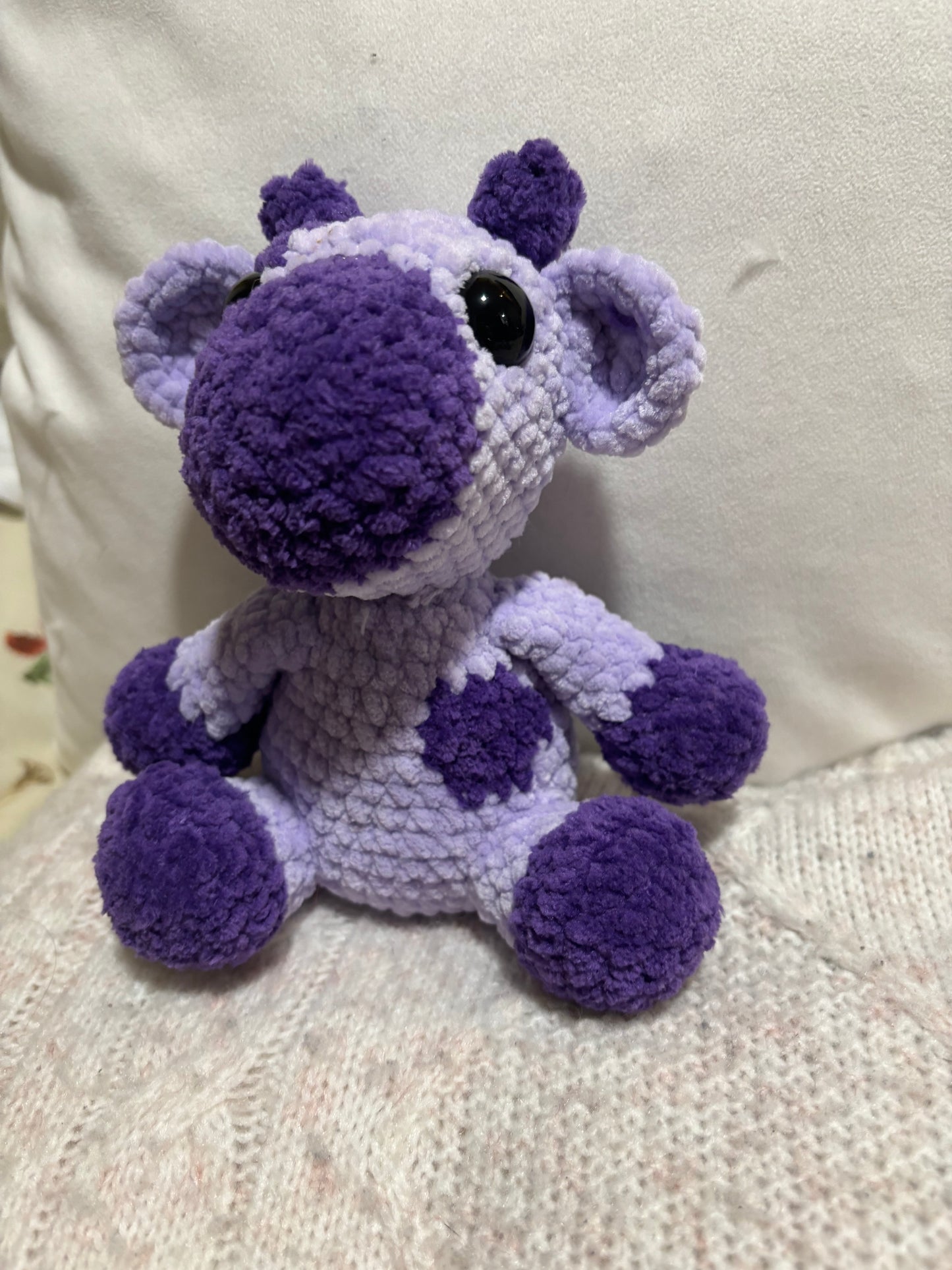 Purple crochet cow