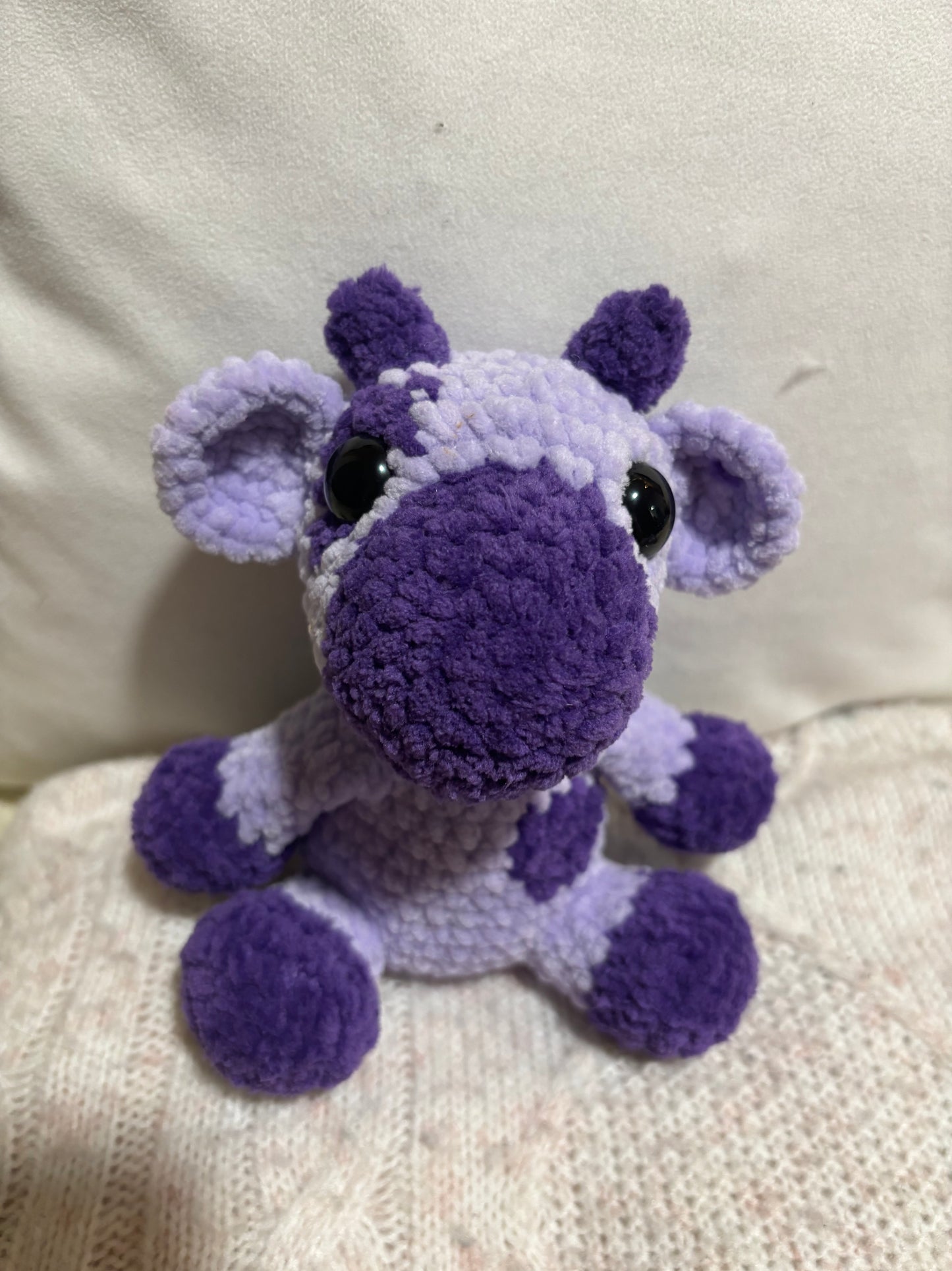 Purple crochet cow